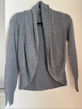 H&M Light Gray Ribbed Open-Front Cardigan